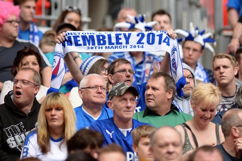 Fans enjoy the big match atmosphere at Wembley.