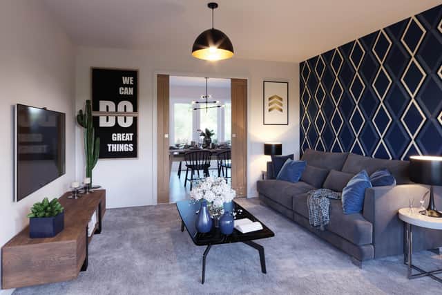 Peter James Homes has released computer-generated images of interiors at its Woodlands Heights development in Bullbridge to coincide with the launch of a new sales cabin and viewing platform at the site.