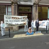 Extinction Rebellion protests outside Country Hall in Matlock on Wednesday.