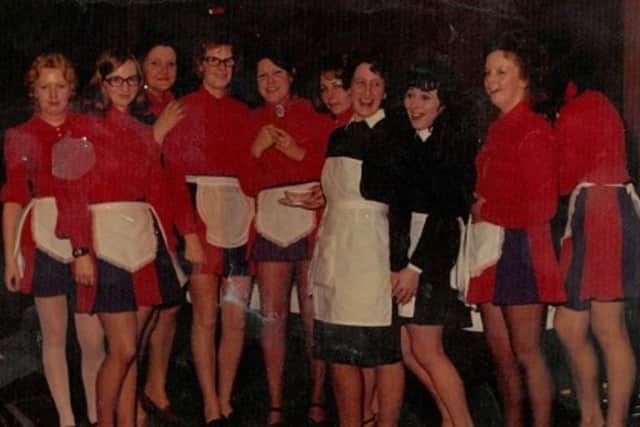 Glenys, second from left,  with fellow waitresses at the Aquarius nightclub, Chesterfield.