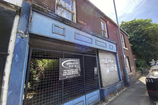 There are a number of empty homes and former commercial sites, like this one, which are really run down on the town's famous Chatsworth Road.