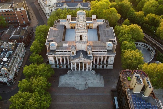 Portsmouth Guildhall from above showing its glory