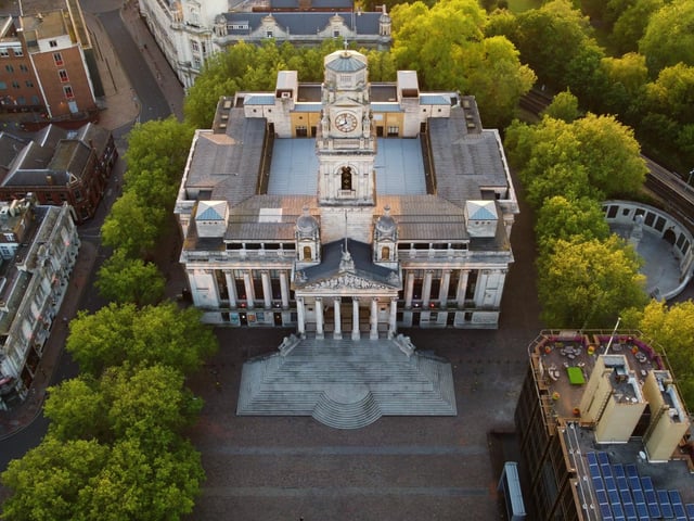 Portsmouth Guildhall from above showing its glory