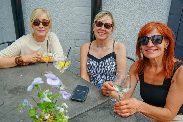 Karen Mercuri, Lynn Steventon and Sandra Else in the Junction beer garden.