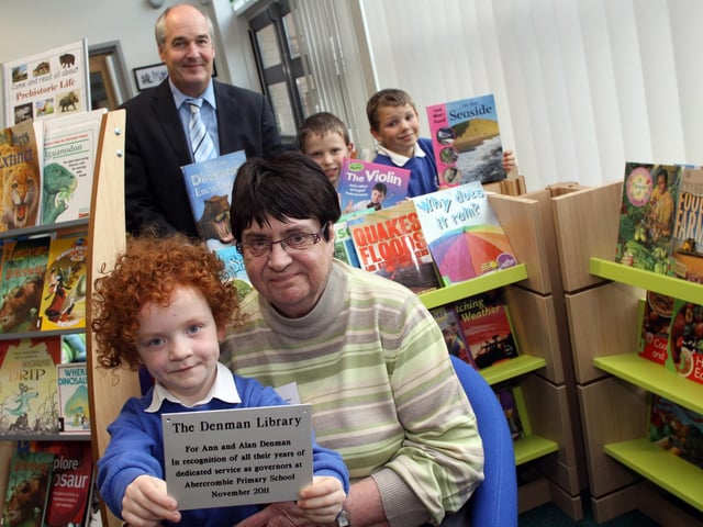 Pupils at Abercrombie Primary school enjoyed their new library which opened in 2011. Six-year-old Charlotte Thompson with Ann Denman former govenor, Head teacher Mr Neil Jones. with William and Philip Riley aged eight