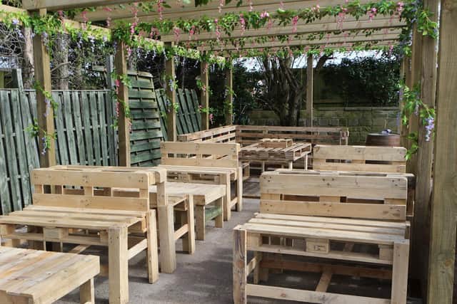 Seating in the pubs new outdoor space.