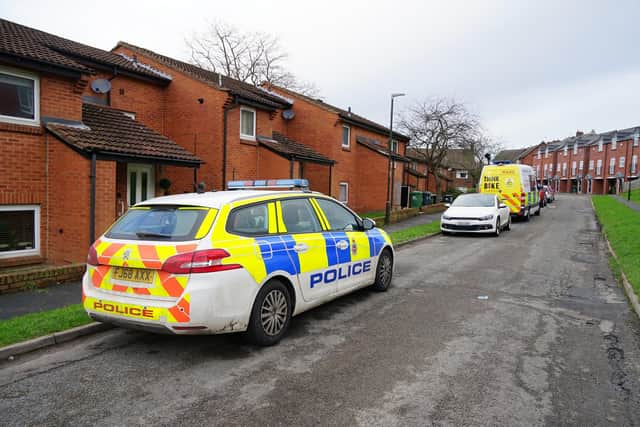 Derbyshire police at Acorn Drive, Belper, last week after the death of a baby.