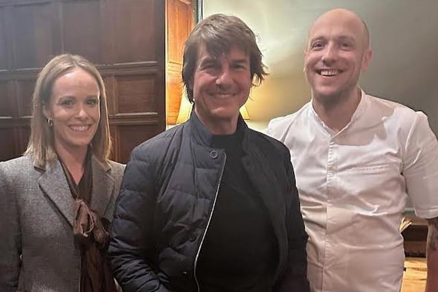Tom Cruise with Kate Stephan and Lee Smith, the owners of  Restaurant Lovage in Bakewell.