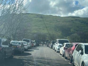 Parking chaos in Castleton over the bank holiday weekend. Photo Jessica Elliot