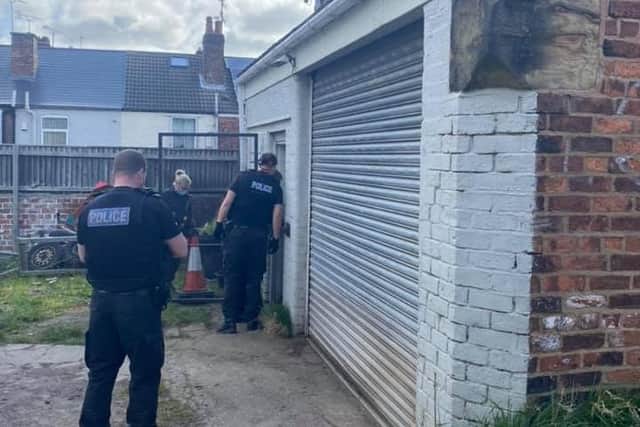 Police carry out a drugs raid in north Derbyshire. Image: Derbyshire Police.