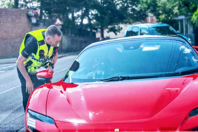 A Ferrari driver was among motorists stopped by police officers in Tibshelf.