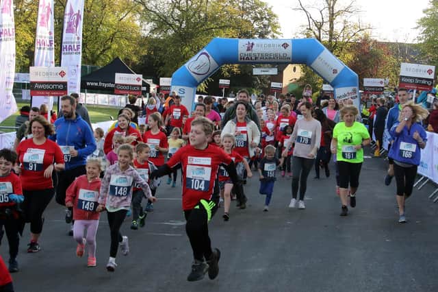 Can you spot a familiar face from these young runners during a past Chesterfield Half Marathon?