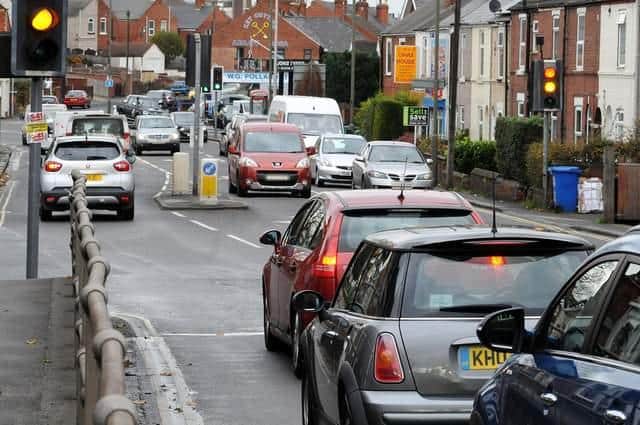 Heavy traffic on Derby Road, Chesterfield, one of the areas affected by the A617 Hasland Bypass closure