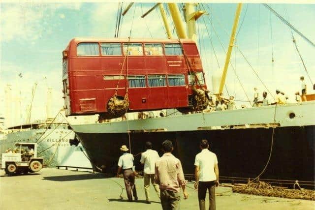 Sir George White Special being unloaded in Colombia.