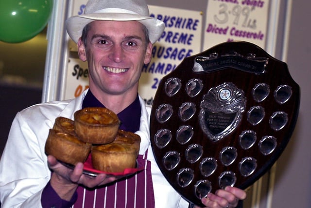 John Crawshaw of Hillsborough with his prize winning pork pies  at the Star's Wining and Dining Experience at Ponds Forge in 2003