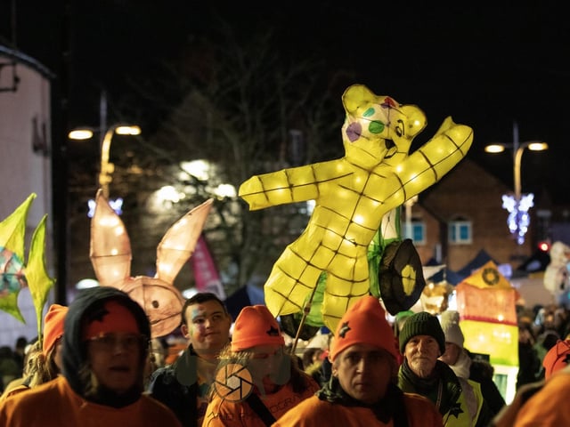 Children in Need mascot Pudsey Bear inspired this lantern (photo: PB. Drone and Photography)