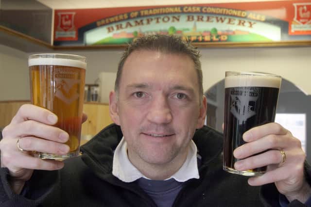 Chris Radford, founder and head brewer at Brampton Brewery, with award-winning beers.
