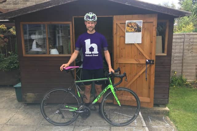 Tom Chaldecott plans to pedal a static bike in his garden shed for 18 hours.