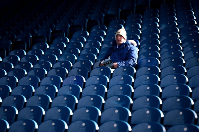 A Wednesday supporter before the FA Cup fifth round tie between the Owls and Swansea City at S6 in February 2018.