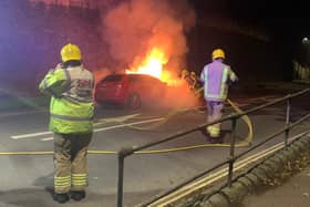 Derbyshire Dales Response Unit tweeted this picture of the Audi ablaze in Matlock.