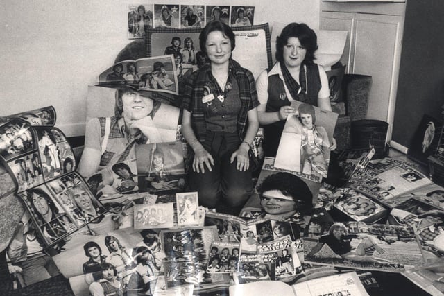 As well as punk, the seventies saw a new musical phenomenon: Rollermania! Here are Bay City Rollers fans Sandra Furniss left and Carole Fisher of Chesterfield in 1976