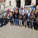 Campaigners from Chesterfield and North Derbyshire’s Stand up to Racism group gathered on the Town Hall Steps for a vigil in solidarity with the family of Chris Kaba.