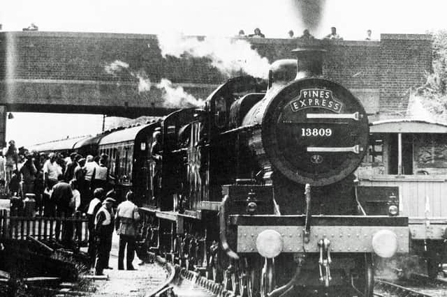 Passenger train leaves Butterley Station on August 31,1981.