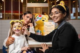 Amy Childs visits McDonald’s with her daughter Polly to have their faces painted with Halloween designs.