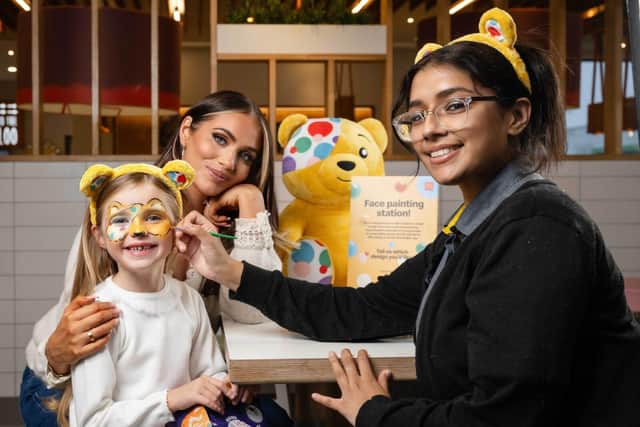 Amy Childs visits McDonald’s with her daughter Polly to have their faces painted with Halloween designs.