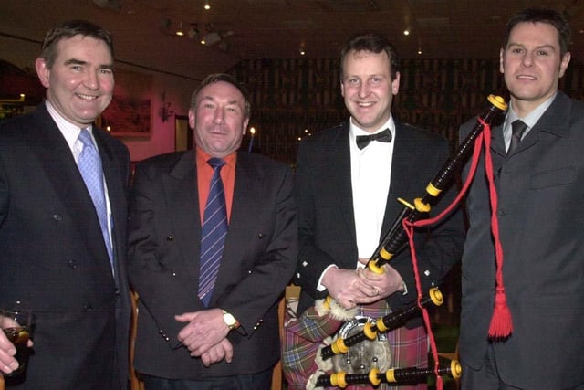 Pictured at the 2003 Sheffield Metals Club Burns Night Dinner were from left Willie Hunter,John Adams (Chairman) Chris Strong and Paul Foster