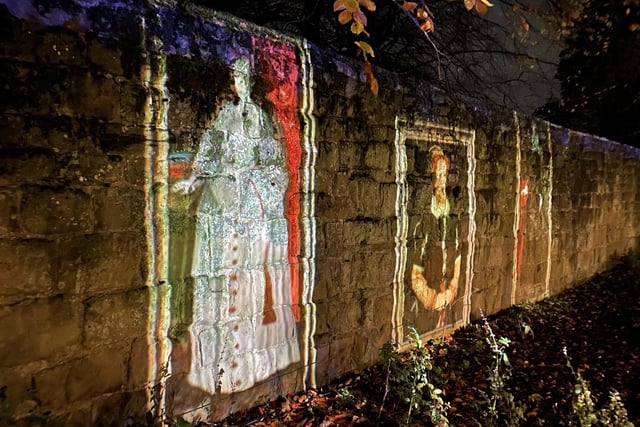Images projected onto a wall as part of the trail.