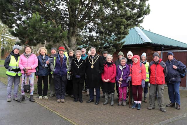 The Mayor and Mayoress of Chesterfield with members of the Holmebrook Valley Walking Group.