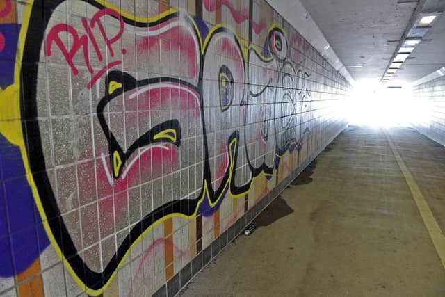 Graffiti art dedicated to Gracie on the underpass at the Whittington Moor roundabout.
