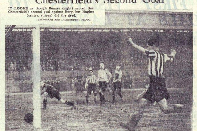Chesterfield take on Bury in January 1939. Spireites won 2-1 in front of 8,695 fans.