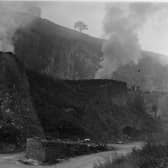 Lime kilns in action at Stoney Middleton around 1930