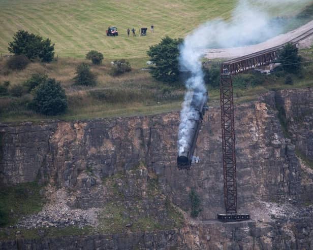 Derbyshire photographer Villager Jim captured the dramatic moment the train went over the edge.