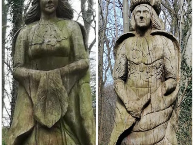 These intricate wooden carvings are hidden away in woodland at Westwood.