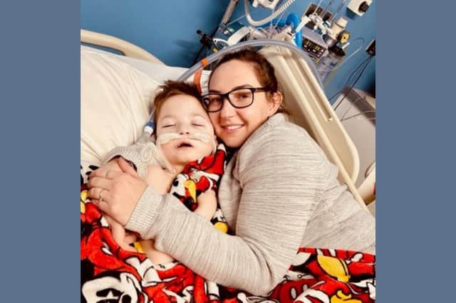Patrick Langford, 8, from Ilkeston, has a limited life expectancy and has frequent intensive care admissions for severe chest infections which can be a constant threat through the winter months. Despite two types of medication to prevent violent seizures, these are still triggered by illness and lack of sleep. Pictured with his mum Victoria.