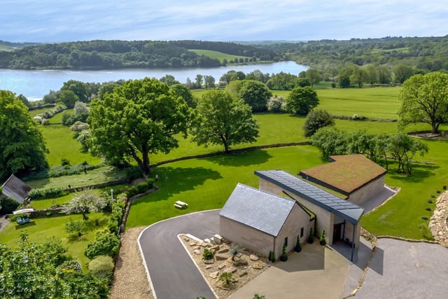 Drone footage shows the location of Meadow House in relation to Ogston Reservoir.