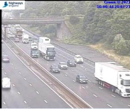 One lane is currently closed on the M1 Southbound near Chesterfield