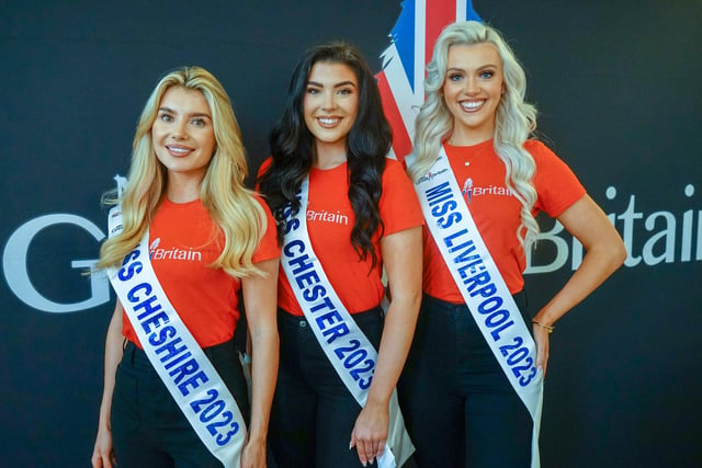 Miss Cheshire Camilla Britnano, Miss Chester Ellie White and Miss Liverpool Brittany Feeney