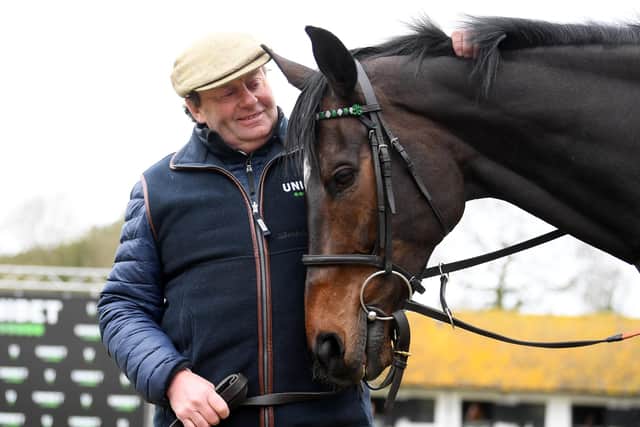 Trainer Nicky Henderson with the mighty Altior, who is gunning for a hat-trick of wins in the Betway Queen Mother Champion Chase.