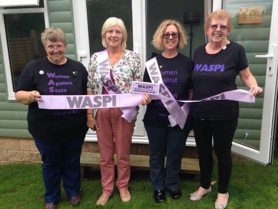 Angel Madden (pictured far right) with fellow WASPI campaigners