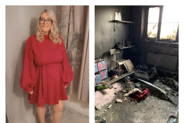 A pregnant Derbyshire mum-of-three has spoken of the terrifying moment her home went up in flames after a blaze sparked by a mobile phone charger.