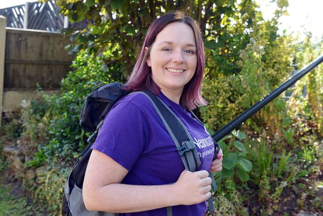 Deborah Peacock - who is recovering after undergoing surgery to remove a brain tumour - is all ready to do a big fundraising walk. Picture by Brian Eyre.