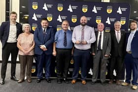 Award-winning representatives of the Chesterfield Sunday League at the Derbyshire FA awards