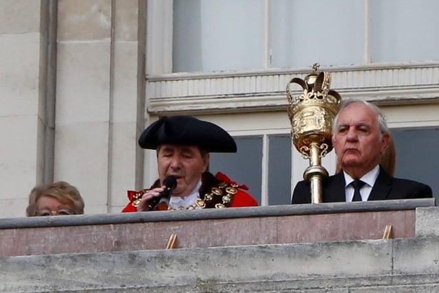 Councillor Tony Rogers, Mayor of Chesterfield, read the Local Proclamation from the balcony of the Town Hall, as part of a series of official events held across the country this weekend to mark the historic occasion.