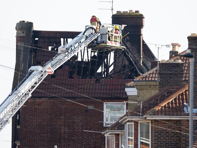 Crews put out a fire in a building in Kent Road, Southsea. Picture: Mark Cox