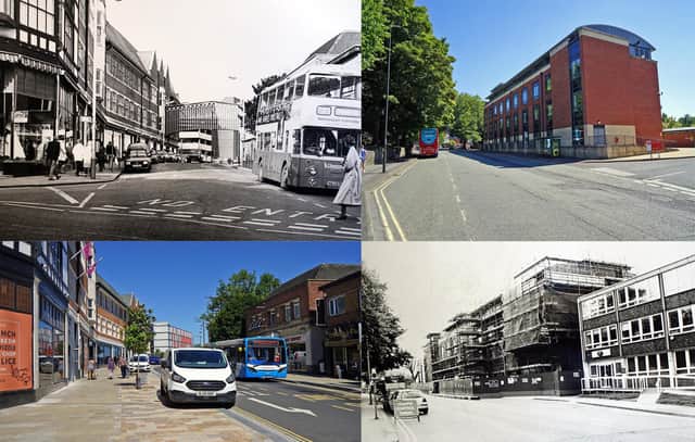 Chesterfield town centre then and now photos.