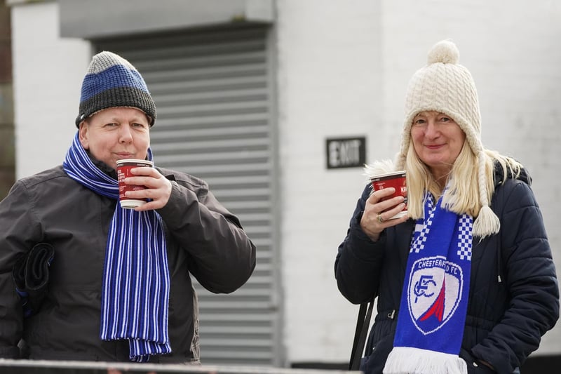 Chesterfield fans before the game at Chorley on 7th March 2020.